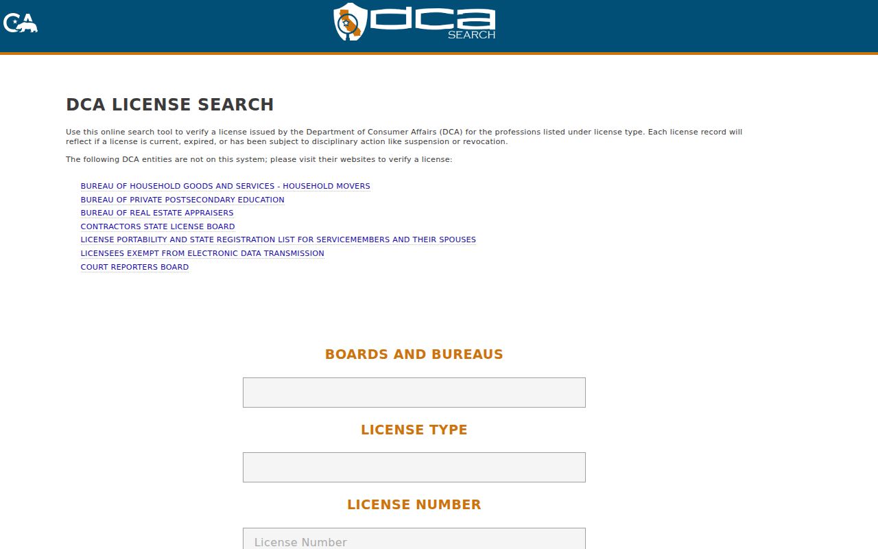 Tulare County public records California professional license search